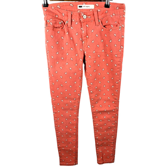 Levis 535 BANDANA PRINT Pants Jegging Jeans Size 28 Beachy Boho Preppy Retro - Picture 1 of 10